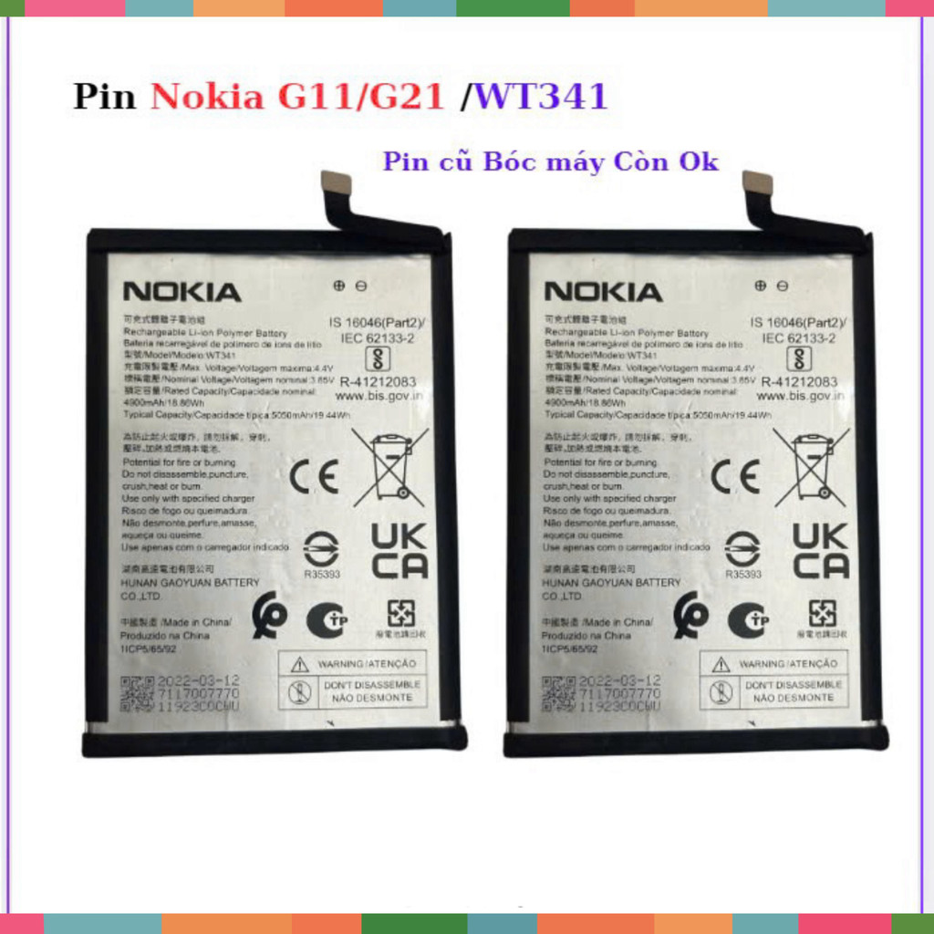 Pin Nokia G11/G21/WT341,pin cũ bóc máy