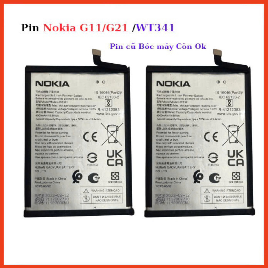 Pin Nokia G11/G21/WT341,pin cũ bóc máy