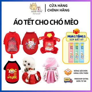  Áo Tết Cho Chó Mèo Thú Cưng Áo Tết Họa Tiết Dễ Thương Vải Mềm Dành Cho Thú Cưng - Xoài Non Petshop 