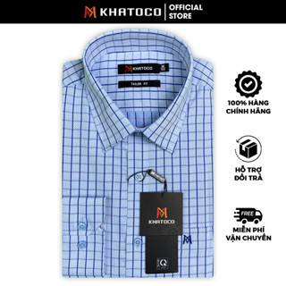 Sơ Mi Caro Tay Dài Màu Xanh Dương - Xanh Navy, Form Tailor Fit Chống Nhăn, Lai Bầu -Áo Nam Khatoco