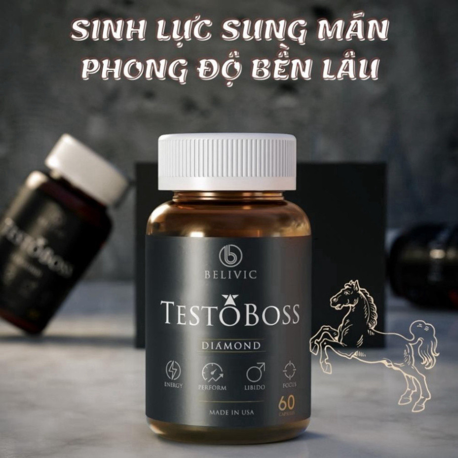 Viên uống TESTOBOSS Mỹ - Bộ 3 Tinh hàu, Cỏ sừng dê, LJ200 Tăng cường sinh lý nam (60 viên)