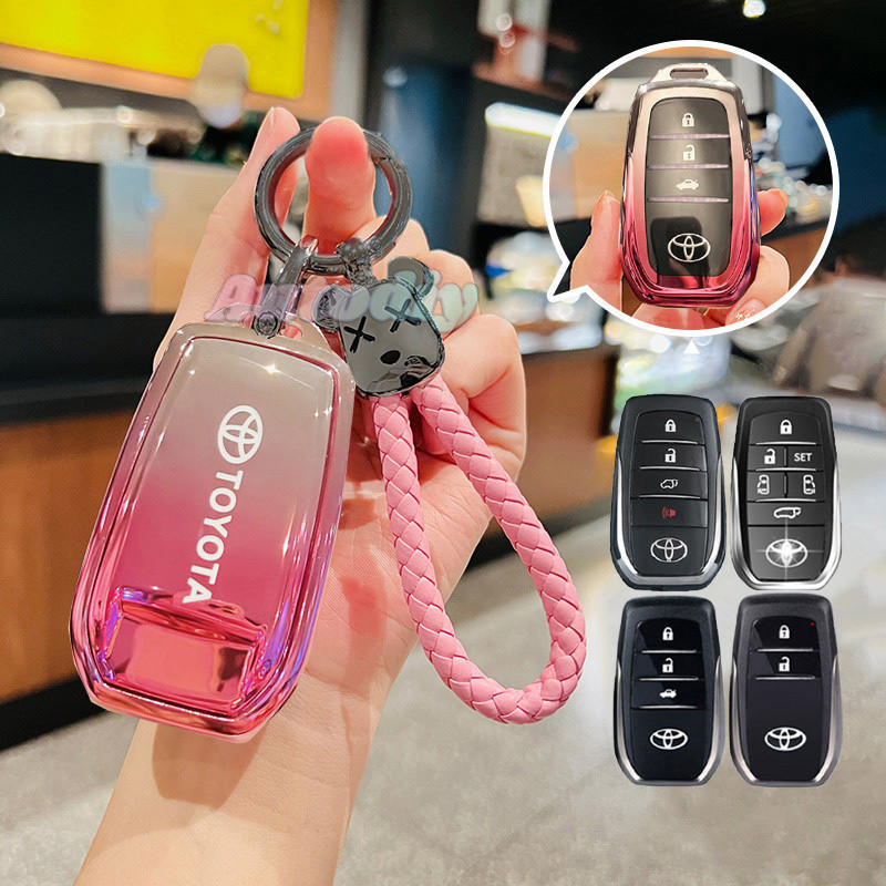 Ốp chìa khoá Toyota Fortuner, Camry 2015 2018, Hilux, Rav4, Prado, Land Cruiser - Màu OMBRE Lưng LOG