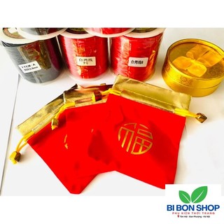 Combo 10 TÚI GẤM NHUNG IN CHỮ DÂY RÚT VÀNG