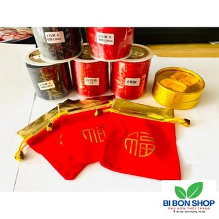 Combo 10 TÚI GẤM NHUNG IN CHỮ DÂY RÚT VÀNG