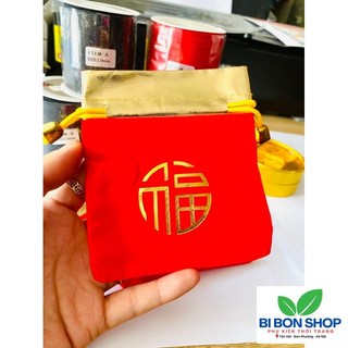 Combo 10 TÚI GẤM NHUNG IN CHỮ DÂY RÚT VÀNG