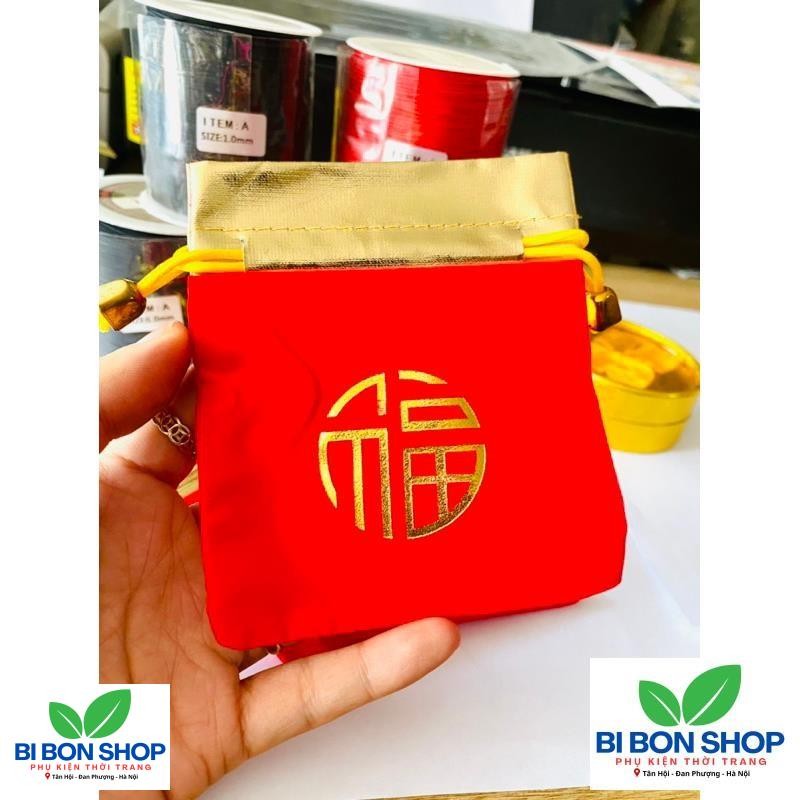 10 TÚI GẤM NHUNG ĐỎ LOẠI HÀNG ĐẶT SIZE 10*12 (BI BON SHOP)