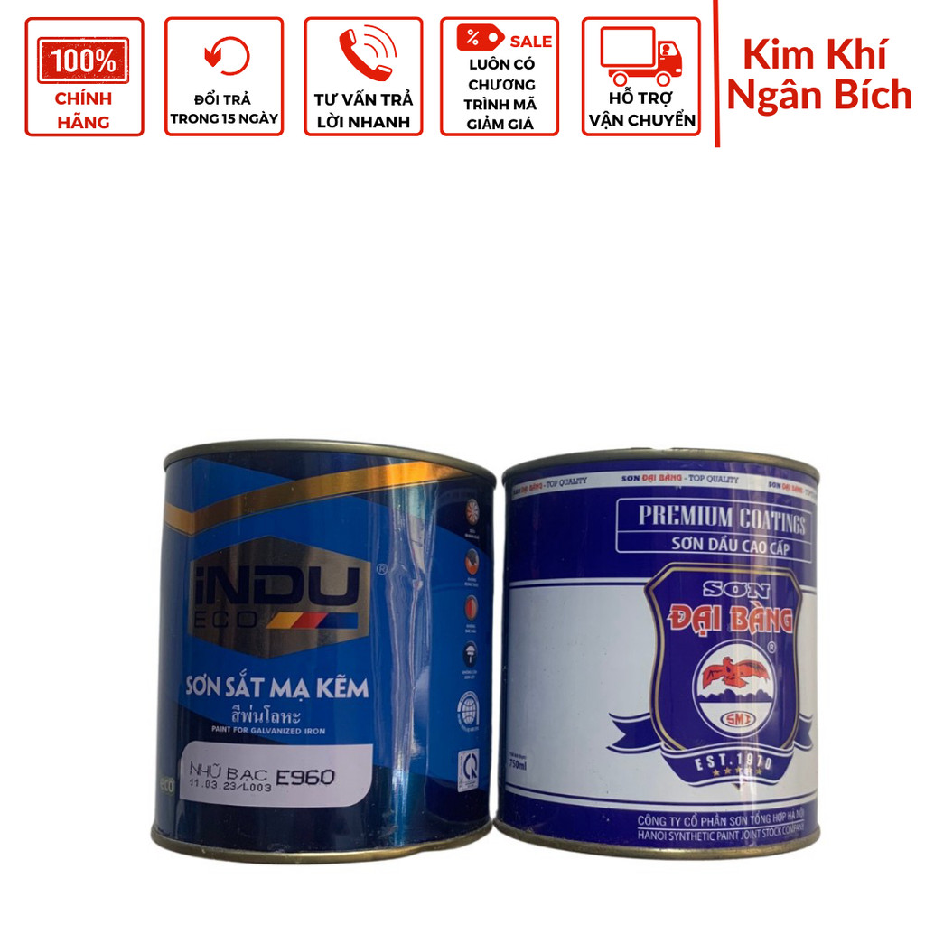(Hàng chất lượng)  Sơn Sắt Mạ Kẽm INDU 750g