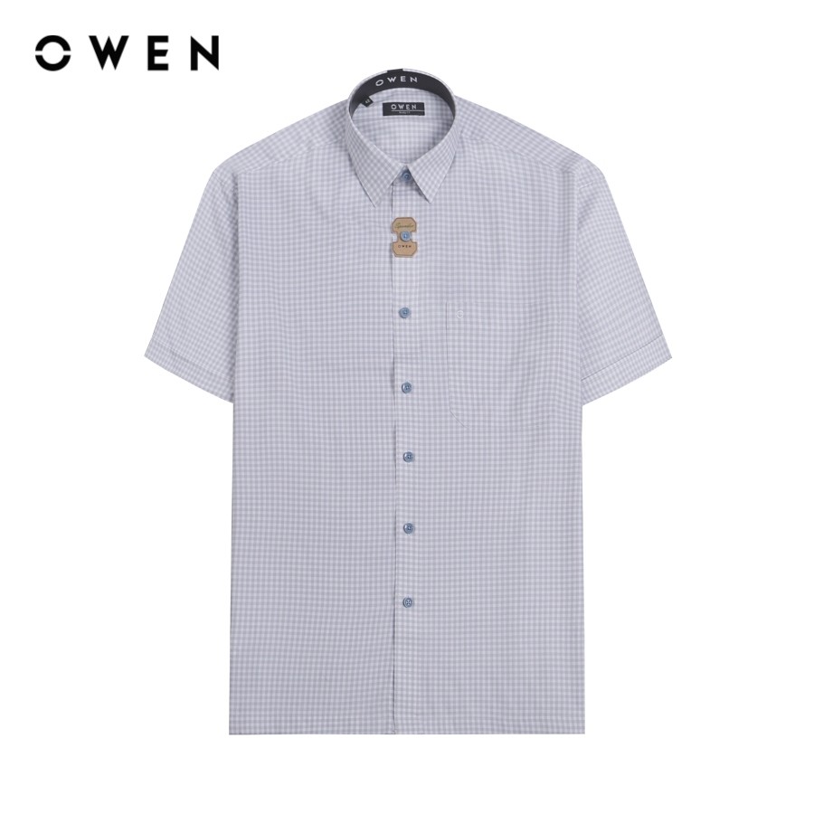 OWEN - Áo sơ mi ngắn tay Body Fit AB230622NT màu Trắng chất liệu Bamboo