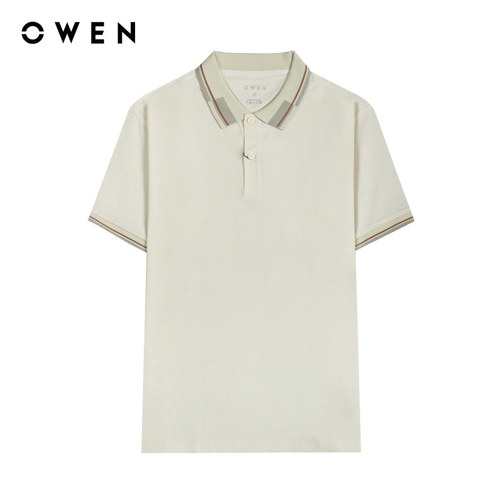OWEN - Áo polo ngắn tay Body Fit APT231397 màu Be chất liệu Cotton-Polyester-Spandex