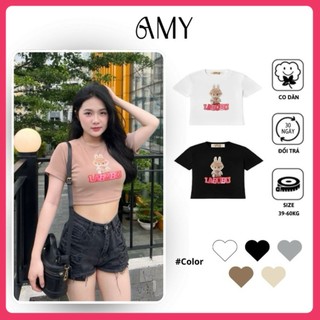 Áo croptop nữ ôm body in hình LABUBU hottrend siêu tôn dáng đủ màu basic