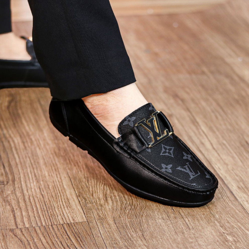 Giày Da Nam Chất Liệu Da PU Cao Cấp Đế Cao Su Khâu Chắc Chắn Mã B03 Màu Đen