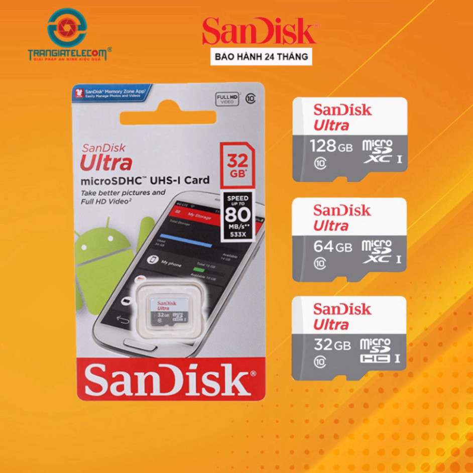 SIÊU SALE Thẻ Nhớ MicroSDHC SanDisk Ultra 32GB 64GB 128GB - TRANGIATELECOM sale xả lỗ flash sale xả sập sàn