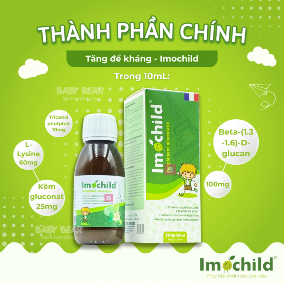 Siro Imochild Tăng Sức Đề Kháng Cho Bé - Giúp Bé Ăn Ngon, Tăng Cường Miễn Dịch, Bổ Sung Kẽm, Vitamin, Acid Amin (125ml)