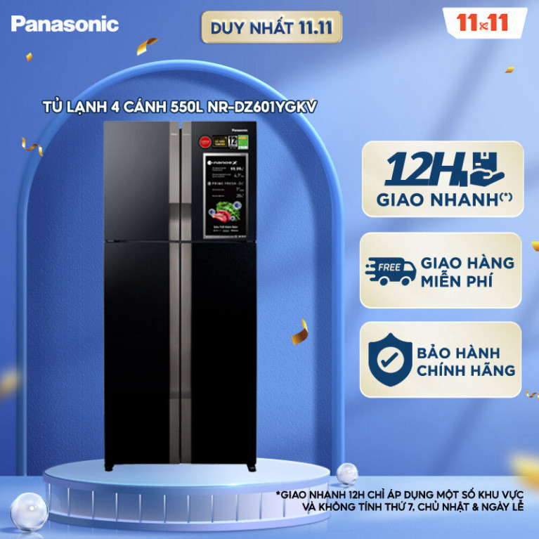 Tủ lạnh 4 cánh ngăn đá trên Panasonic 550L NR-DZ601YGKV ]