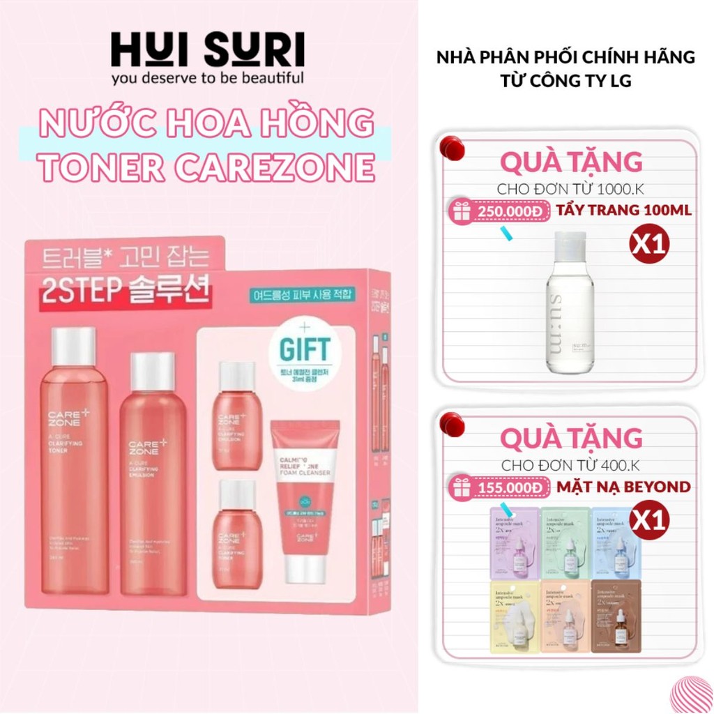 Nước hoa hồng toner Nước Cân bằng cho Da mụn xỉn màu CAREZONE A-Cure Clarifying Toner 240ml Huisuri 