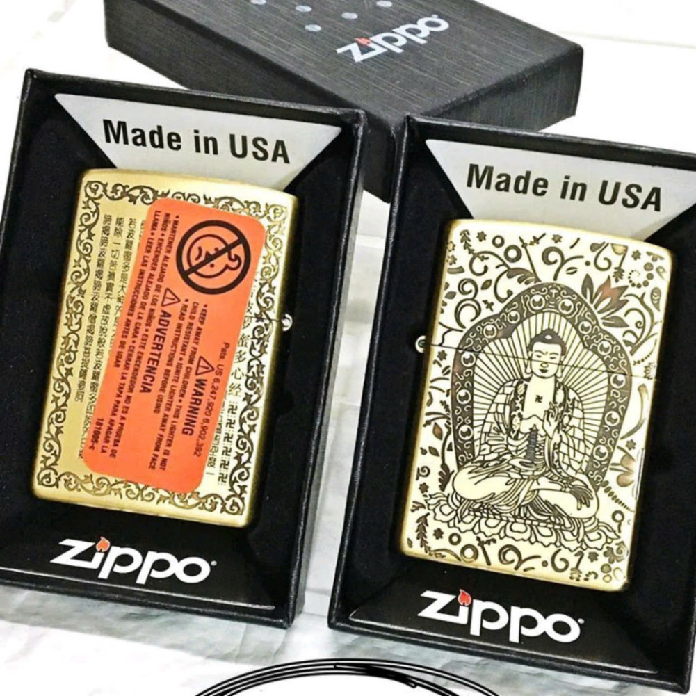 Vỏ Zippo Chính Hãng Mỹ Đồng Khối - Vỏ Zippo Amor Chủ Đề Phật  - (KHÔNG BAO GỒM  NHIÊN LIỆ