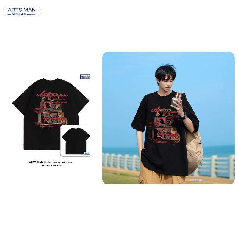 【Giới hạn mua 1 sản phẩm】 Artsman 270g cotton 100% áo thun dày dặn nam Cổ tròn ngắn mẫu rộng rãi