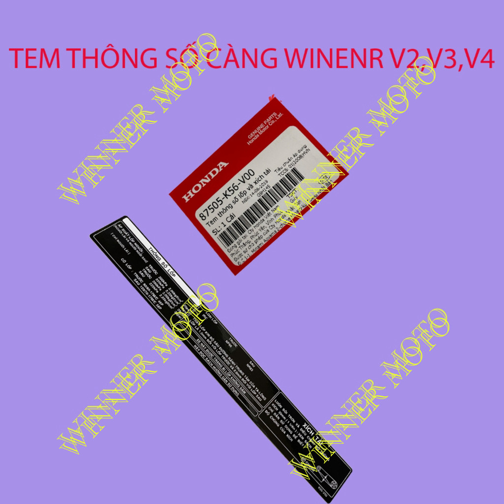 TEM THÔNG SỐ GẮP XE WINNER, WINNER X