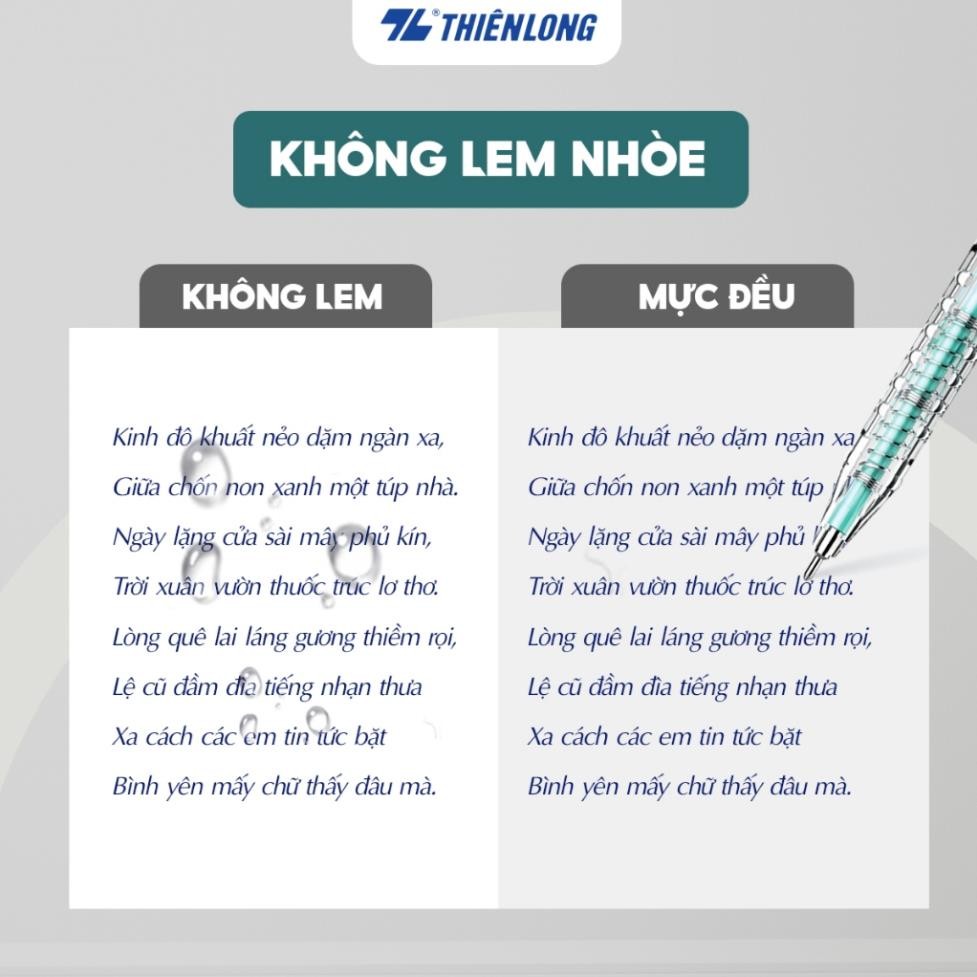 Combo 20 Bút bi Thiên Long 027 Pro ngòi 0.5mm mực xanh đen thân bút màu pastel thời trang tự động th