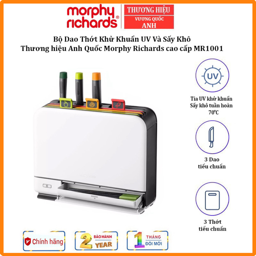 Bộ Dao Thớt Khử Khuẩn UV Và Sấy Khô 70ºC Morphy Richards MR1001 Công suất: 130W [CHÍNH HÃNG]