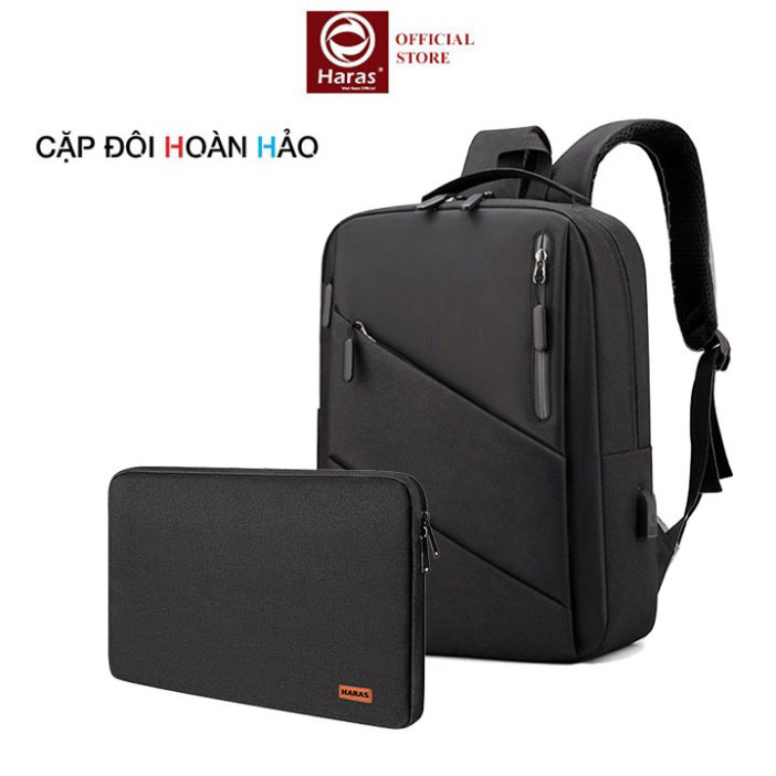 Combo Balo Laptop tích hợp cáp sạc USB và Túi chống sốc laptop bảo vệ laptop HARAS HR298TC001 - Hàng mới về