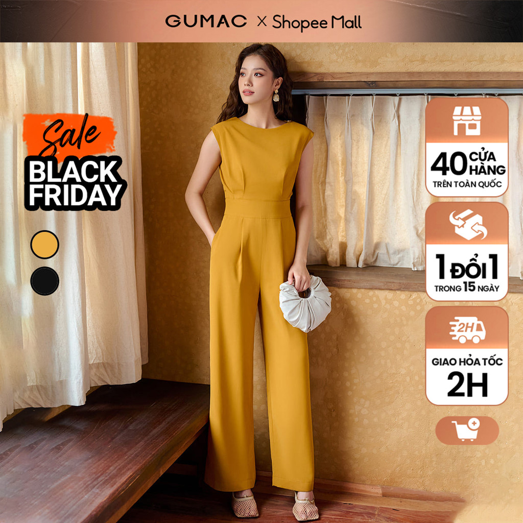 Jumpsuit ống rộng thời trang GUMAC DE04032