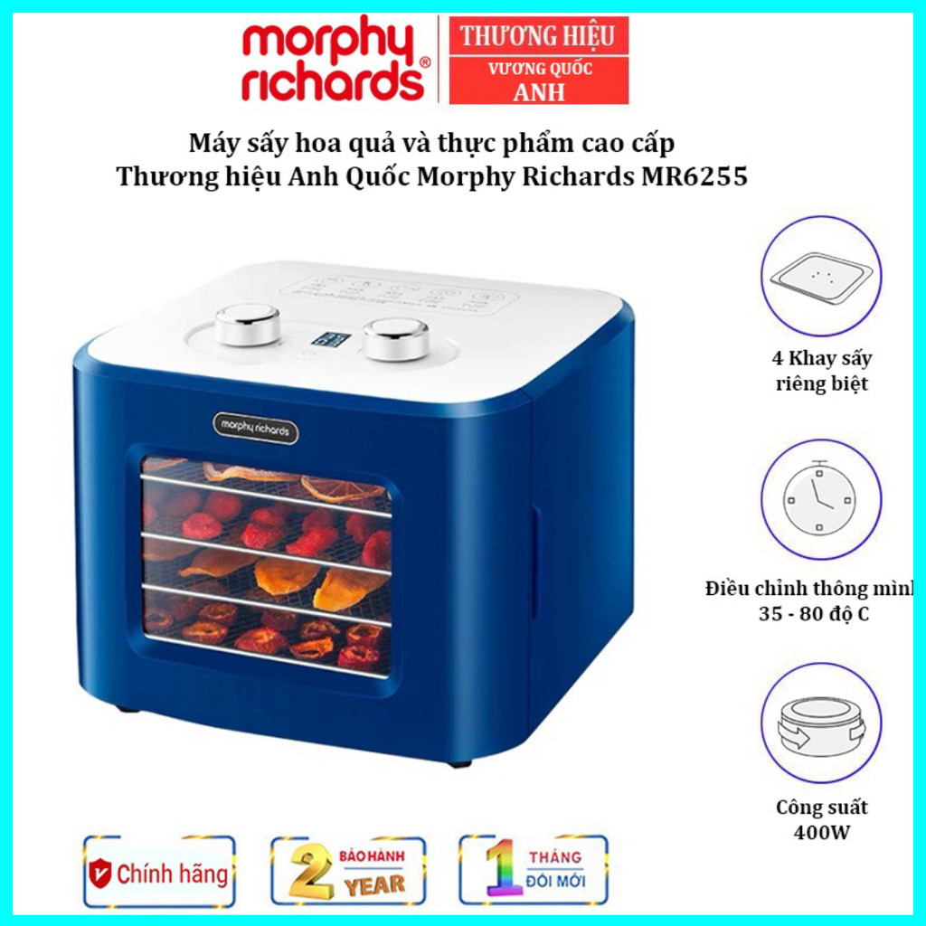 Máy sấy thực phẩm 4 Khay Morphy Richards MR6255 Công suất 400W Thương Hiệu Anh Quốc - Bh 12 tháng