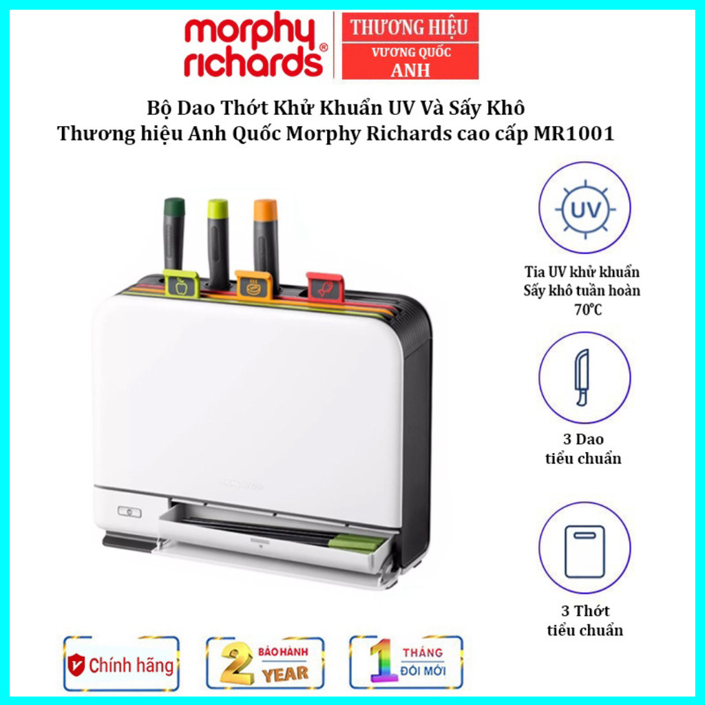 Bộ Dao Thớt Khử Khuẩn UV Và Sấy Khô 70ºC Morphy Richards MR1001 Công suất: 130W