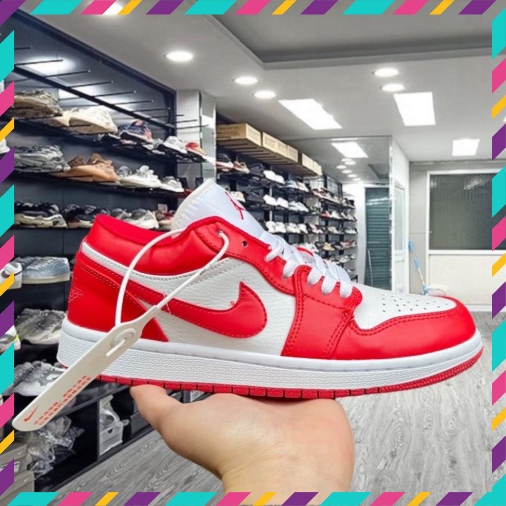 Giày thể thao JD đỏ trắng, Giày sneakers đỏ trắng nam nữ cao cấp Full Box.