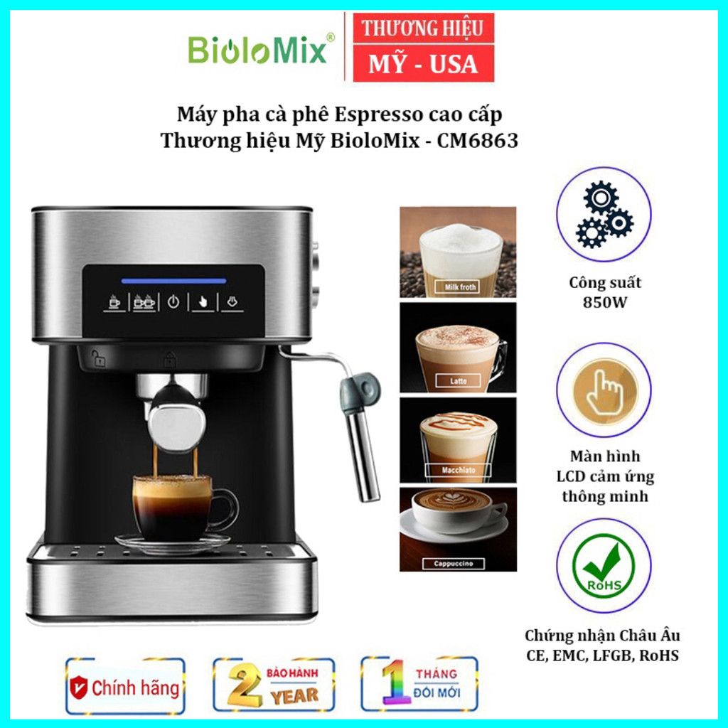 Máy pha cà phê tự động Espresso CM6863 BioloMix Espresso Thương hiệu Mỹ cao cấp -  BẢO HÀNH 12 THÁNG