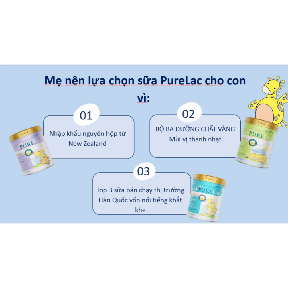 [ Tích quà] Date T10 2026 Sữa Bột Purelac số 1 ,2 ,3 - 800gr - Phát triển toàn diện, Date 10.2026