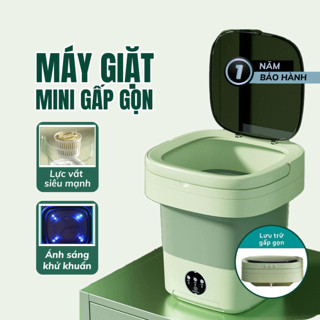 Máy Giặt Mini Tự Động Giặt Đồ Lót Tất Vớ Giặt Đồ Cho Bé Dung Tích 6L Tự Vắt Khô Khử Khuẩn Ánh Sáng Xanh