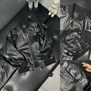 Áo Khoác Da Phillip Plein - Áo Khoác Bomber Chất Da Tự Nhiên Philip Plein Siêu Chất Cá Tính Boy Phố Thời Trang Sảnh Điệu