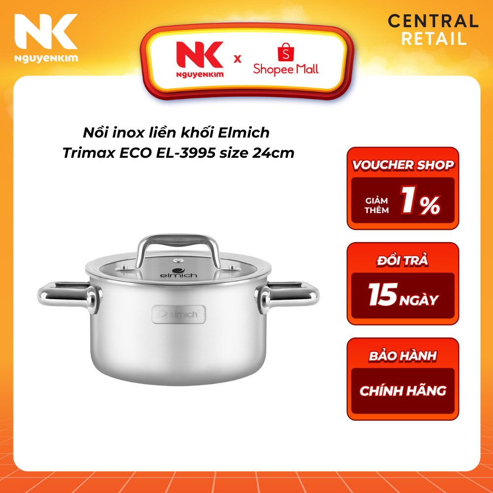 Nồi inox liền khối Elmich Trimax ECO EL-3995 size 24cm