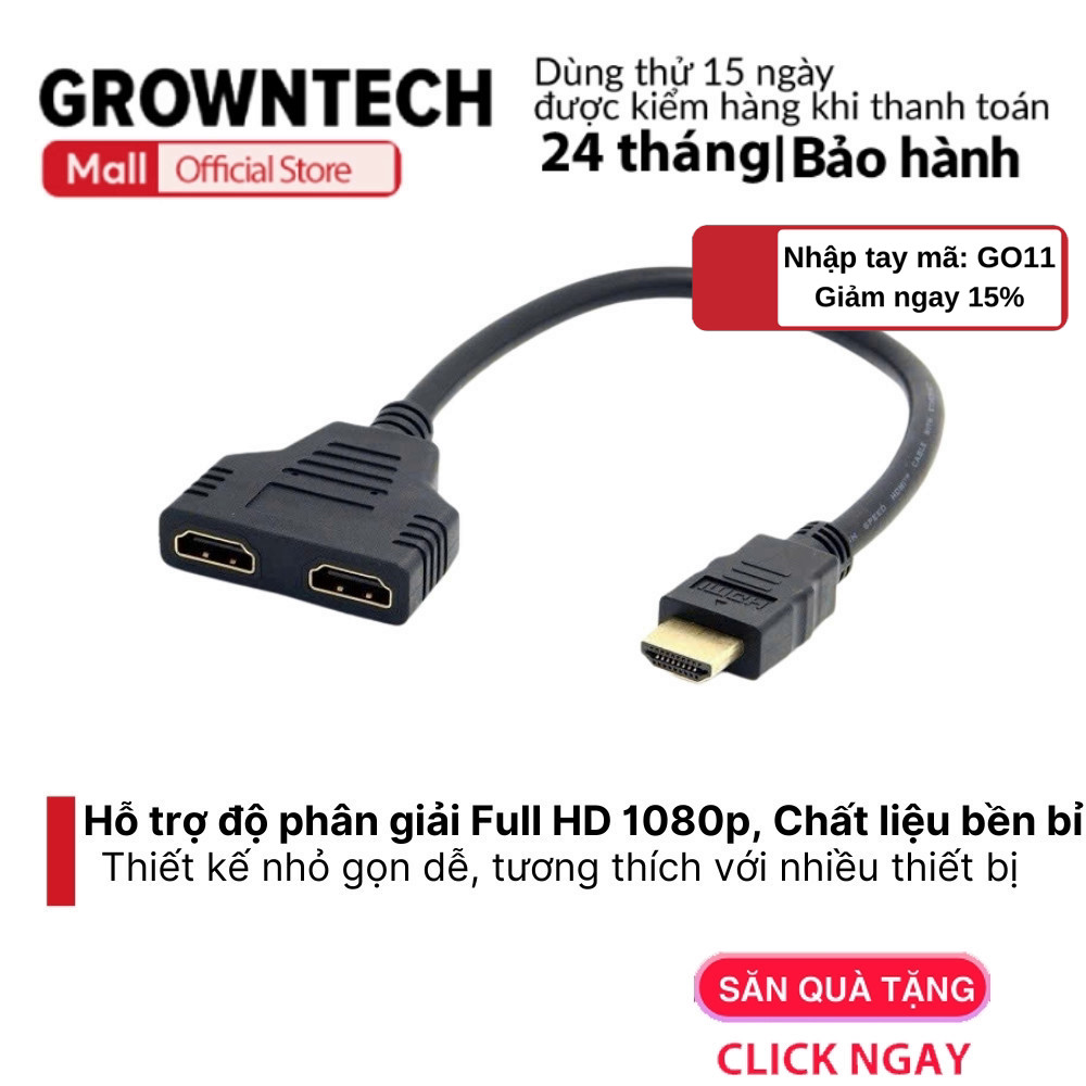 Cáp Chia Cổng HDMI 1 Ra 2 Chất Lượng Cao Hỗ Trợ 2 Màn Hình Cùng Lúc
