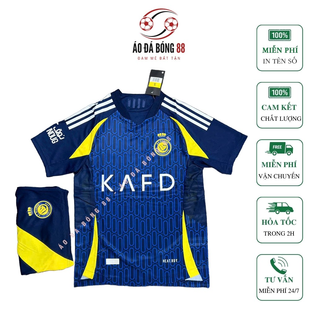 [Miễn phí in tên, số] Bộ quần áo đá bóng Al Nassr - Xanh - 2024/2025 - FEX Thái Cao Cấp