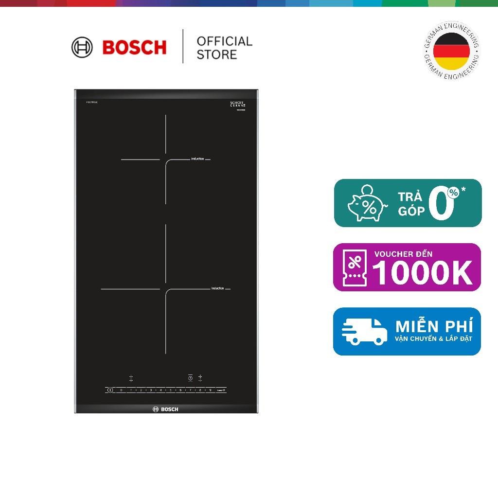 25.03 - 27.03 | Voucher Shopee lên đến 3tr | Bếp từ Domino 2 vùng nấu Bosch PIB375FB1E - Series 6 (3