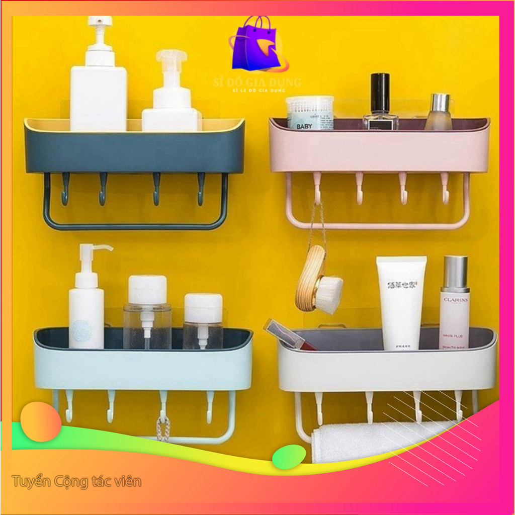 Kệ để đồ treo tường có móc treo kệ, hàng có sẵn, màu đa năng.