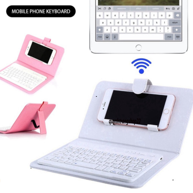 (7 MÀU) Bao Da Kèm keyboard Bluetooth Cho Iphone / Android 4.5-6-7.8inch Đa Năng