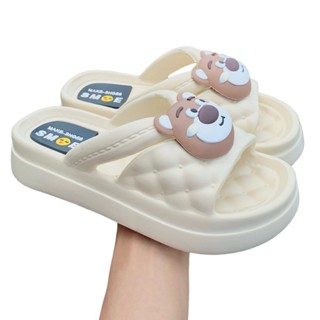 Dép bánh mì nữ hình gấu nâng đế 5cm kiểu quai ngang có dây girl phố chống trơn đi mưa du lịch tắm biển-giày dép 97