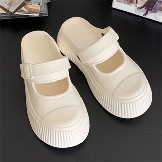 Giày sục nữ nâng đế 5cm dép bánh mì cross quai hậu sandal eva đi mưa kiểu dáng unisex ulzzang-giày dép 97