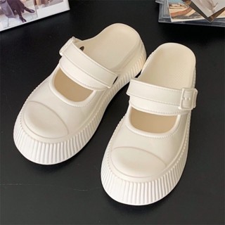 dép sandal quai hậu sục nữ nâng đế 5cm đi mưa đi học làm việc đế bánh mì chất liệu eva mũi tròn thon gọn-giày dép 555