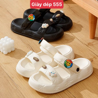  Dép sandal nữ quai hậu học sinh đế cao bánh mì chất liệu eva kiểu unisex ulzzang hàn quốc đi mưa độn đế-giày dép 555 