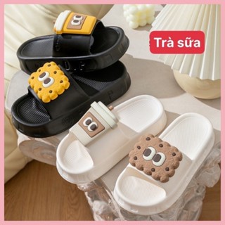Dép bánh mì nữ nâng đế 5cm quai ngang kiểu lê trà sữa đi mưa chống trơn girl phố du lịch tắm biển-giày dép xinh 1997