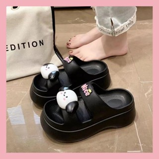  Dép bánh mì nữ 2 quai ngang đế 6cm nâng chiều cao dáng basic họa tiết cute dễ phối đồ girl phố-giày dép xinh 1997 