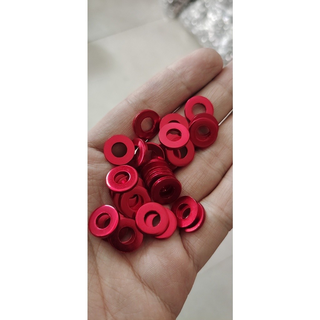 [3.200/1c] COMBO 10 long đền đỏ 10li 12li 14li (long đền nhôm màu đỏ)