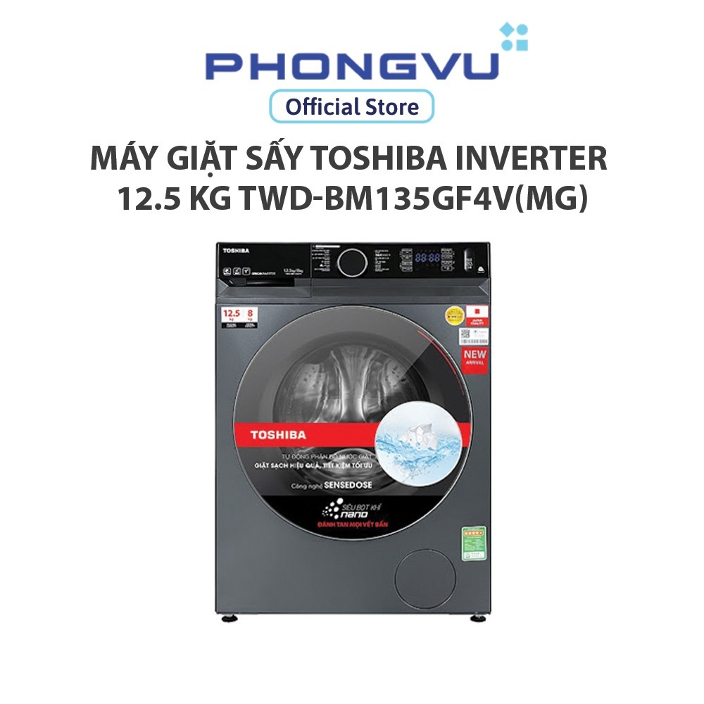 Máy giặt sấy Toshiba Inverter 12.5 kg TWD-BM135GF4V(MG) - Bảo hành 24 tháng