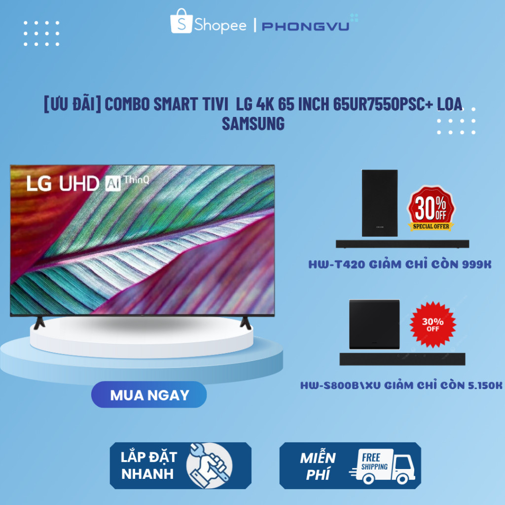 Smart Tivi LG 4K 65 inch 65UR7550PSC - Hàng chính hãng - Bảo hành 24 tháng