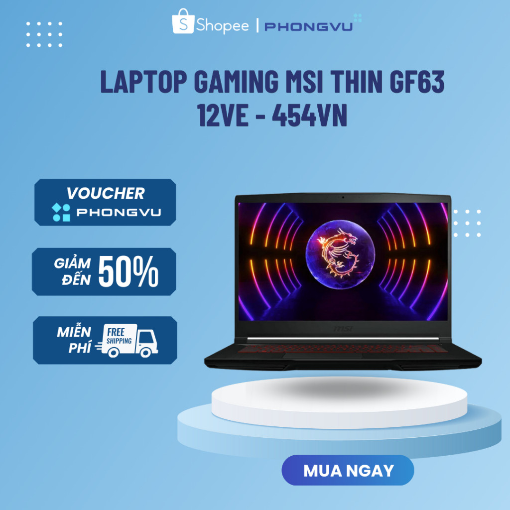 Laptop MSI Thin GF63 12VE - 454VN (i5-12450H) (Đen) - Bảo hành 12 tháng