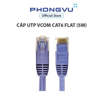 Cáp UTP Vcom Cat6 flat (5m) - Bảo hành 1 tháng